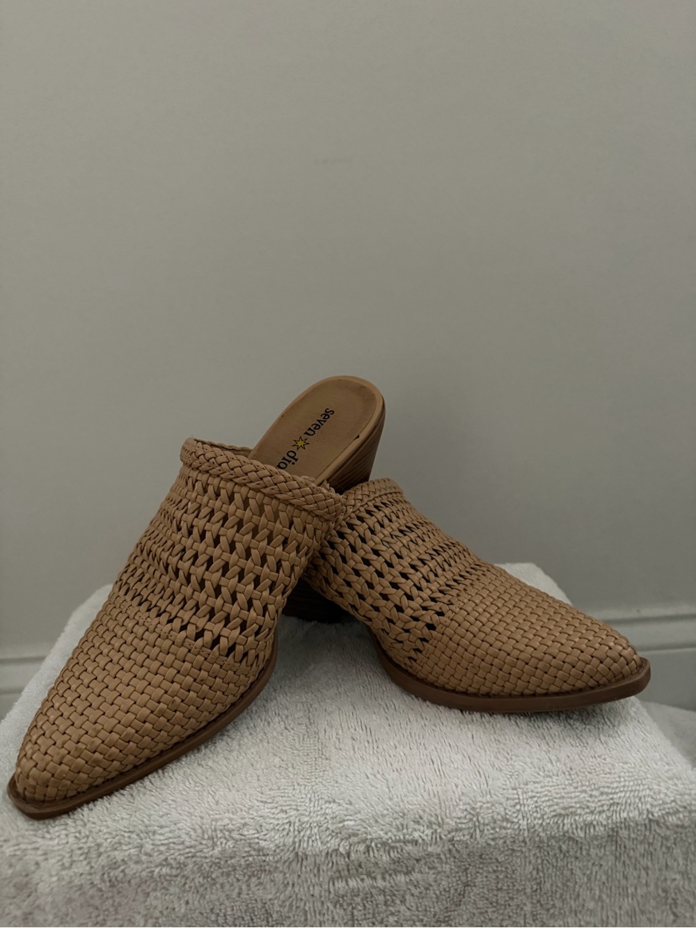 Seven Dials Woven Tan Slip-On Mules